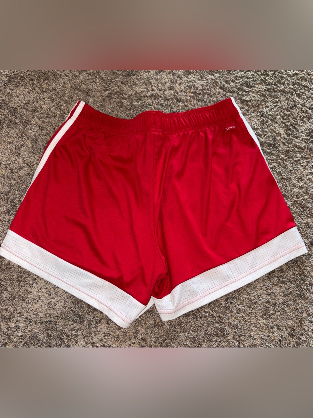 adidas Red Athletic Shorts with White Trim - Picture 3 of 6